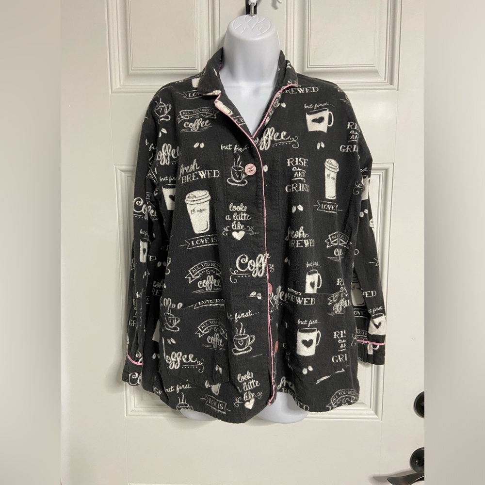 P.J. SALVAGE Black COFFEE Flannel Pajama Set - Picture 3 of 8